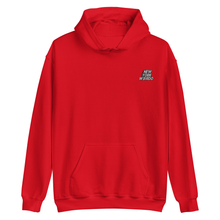 Red hoodie with 'New York Weirdo' embroidered on the left side of the chest