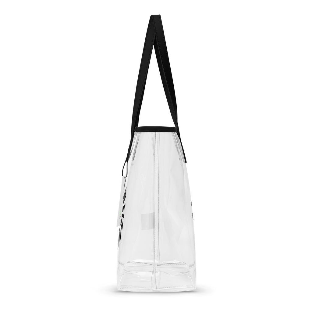 Clear Tot Bag with Heroes Are Weirdos logo in black