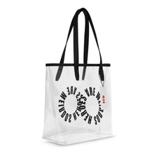 Clear Tot Bag with Heroes Are Weirdos logo in black