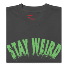 Faded black oversized Stay Weird t-shirt by Heroes Are Weirdos closeup