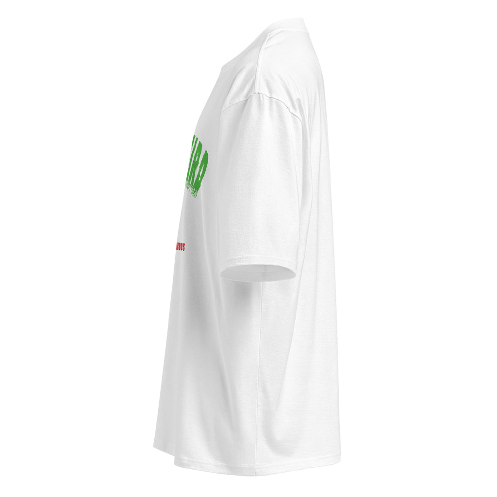 Side view of white oversized T-shirt 