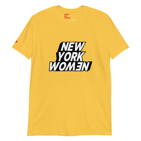 Daisy Yellow Tshirt with New York Women printed on the front in black and white