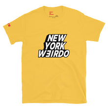 Yellow short sleeve t-shirt with New York Weirdo printed on the front.