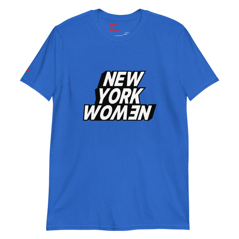 Royal Blue Tshirt with New York Women printed on the front in black and white
