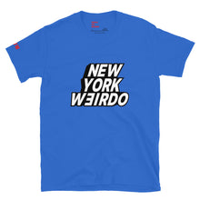 Blue short sleeve t-shirt with New York Weirdo printed on the front.