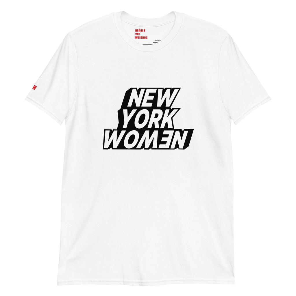 White Tshirt with New York Women printed on the front in black and white