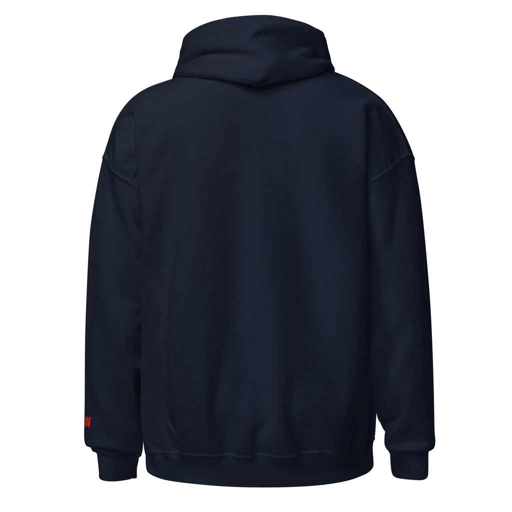 Back view of Navy hoodie. 