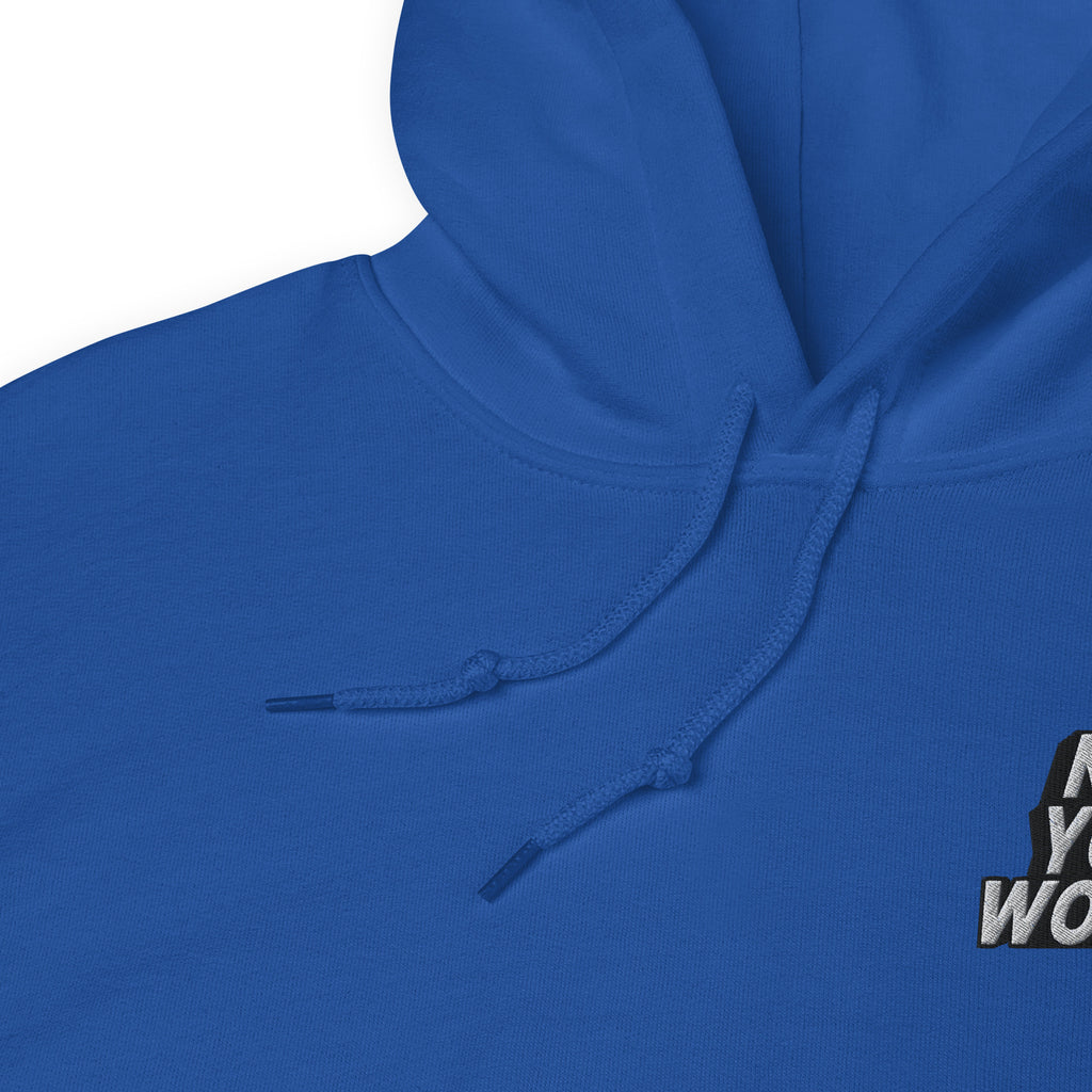 Close-up of a blue hoodie 