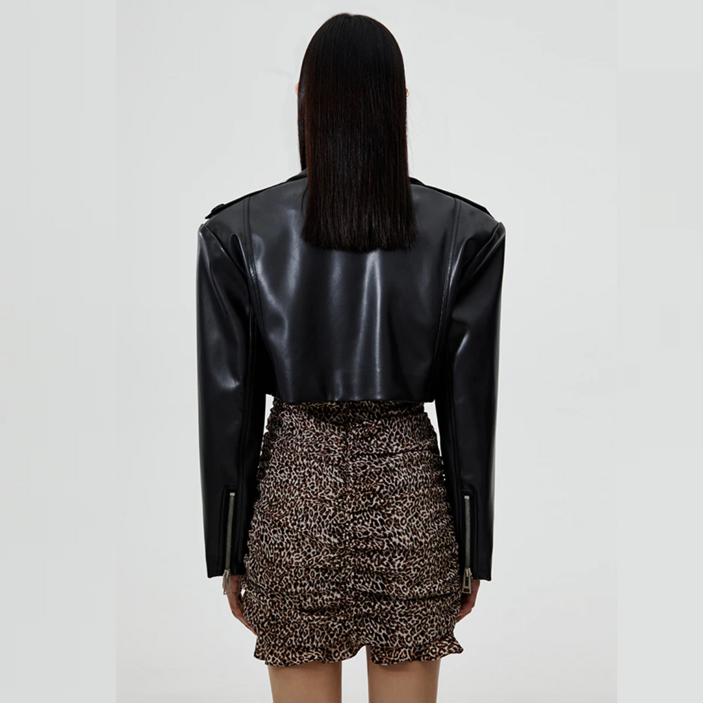 Hina Faux Leather Cropped Jacket